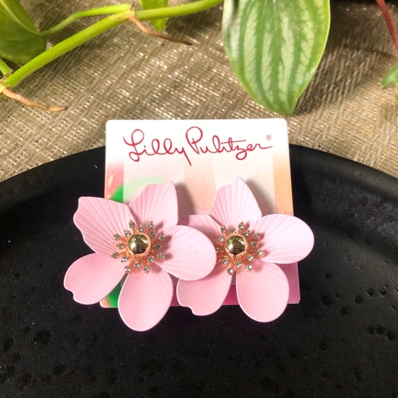 LILLY PULITZER EARRINGS Exquisite Orchid 🩷 $PECIAL🩷 PINK/GOLD ⭐️ PIERCED POST - Picture 6 of 7